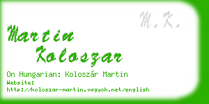 martin koloszar business card